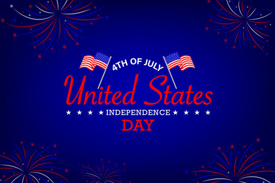 July fourth, United Stated independence day greeting. Vector illustration isolated on white background.