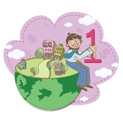 businessman sitting on earth