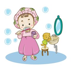 girl brushing her teeth