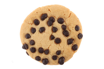 Chocolate chip cookies isolated on white background. Sweet biscuits. Homemade pastry.