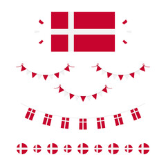 Denmark flags, borders, garlands set, collection for Flag Day and other danish national holidays. - 356851369