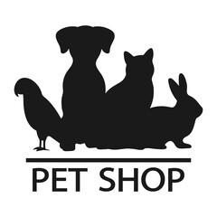 illustration emblem for pet shop, veterinary clinic, animal shelter on a white background.