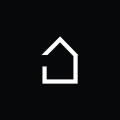 Logo design of J in vector logo for construction, home, real estate, building, property. Minimal awesome trendy professional logo design template on black background.