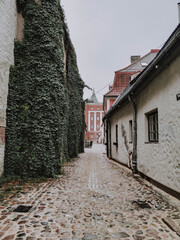 Narrow street in the old town of Riga, Latvia
