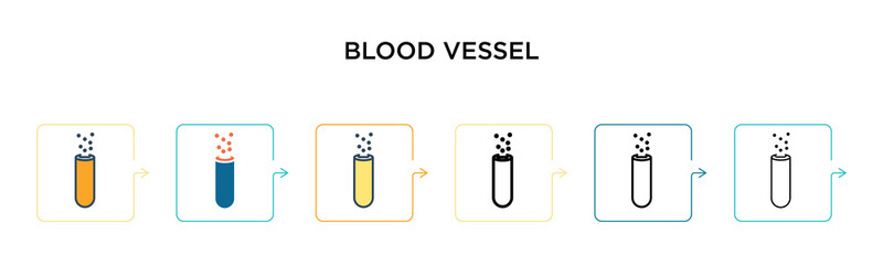 Blood vessel vector icon in 6 different modern styles. Black, two colored blood vessel icons designed in filled, outline, line and stroke style. Vector illustration can be used for web, mobile, ui