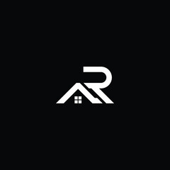 Logo design of R RR in vector logo for construction, home, real estate, building, property. Minimal awesome trendy professional logo design template on black background.