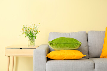 Interior of modern living room with comfortable sofa