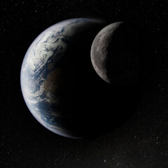 Earth behind the Moon. Elements of this image furnished by NASA.