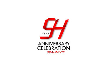 Obraz premium 54 years anniversary, Red Dark Contour color with Speedy Design minimalist logo vector illustration on white background - Vector