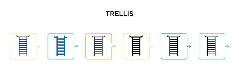Trellis vector icon in 6 different modern styles. Black, two colored trellis icons designed in filled, outline, line and stroke style. Vector illustration can be used for web, mobile, ui