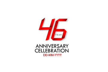Obraz premium 46 years anniversary, Red Dark Contour color with Speedy Design minimalist logo vector illustration on white background - Vector