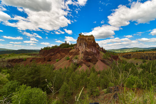 View of volcanic crater in Racos village, Brasov county, Romania