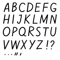 Hand Drawn Font isolated on white