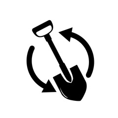 shovel silhouette vector illustration with two shape arrow © Grand Reignhart