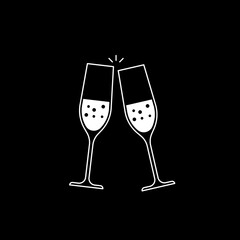 Vector image of the champagne glasses icon