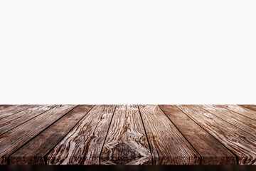 empty wooden table with white background