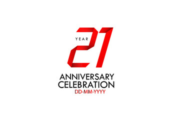 18 years anniversary, Red Dark Contour color with Speedy Design minimalist logo vector illustration on white background - Vector