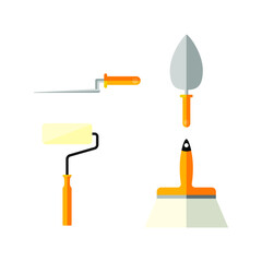 Construction concept tools all of tools supplies for house repair builder on white background vector illustration
