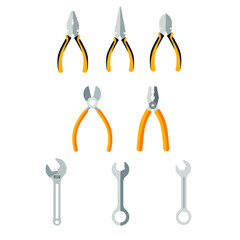 Construction concept tools all of tools supplies for house repair builder on white background vector illustration