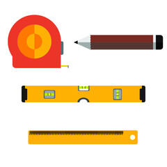 Construction concept tools all of tools supplies for house repair builder on white background vector illustration