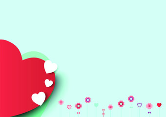 Paper elements in shape of heart. Vector symbols of love for Happy Women's, Mother's, Valentine's Day, birthday greeting card design.