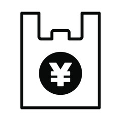 レジ袋 有料化  ベクターアイコン｜Charge for plastic shopping bags icon. Vector illustration isolated on white background