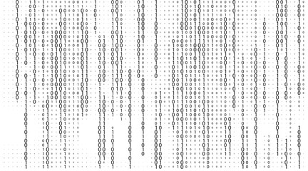 Vector matrix background. Stream of binary code on screen. Data and technology, decryption and encryption, computer matrix background numbers 1,0. Coding or Hacker concept. Vector illustration