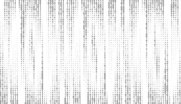Vector matrix background. Stream of binary code on screen. Data and technology, decryption and encryption, computer matrix background numbers 1,0. Coding or Hacker concept. Vector illustration