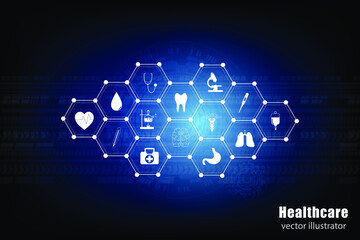 Health care and medical icon in innovation concept background design, vector illustrator
