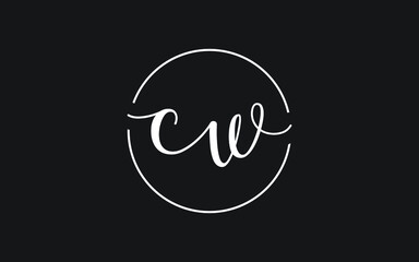 cw or wc Cursive Letter Initial Logo Design, Vector Template
