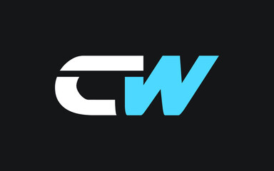 CW or WC Letter Initial Logo Design, Vector Template