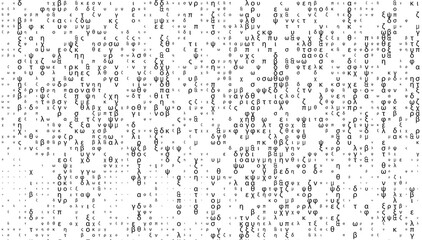 Vector matrix background. Stream of greek alphabet symbols on screen. Data and technology, decryption and encryption, computer matrix background . Coding or Hacker concept. Vector illustration