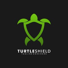 Vector Logo Illustration Turtle Shield Gradient Colorful Style.