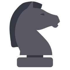 horse, black chess piece, flat, isolated object on a white background, vector illustration,