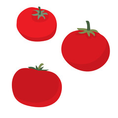 set of red tomato, flat, cartoon illustration, isolated object on a white background, vector illustration,