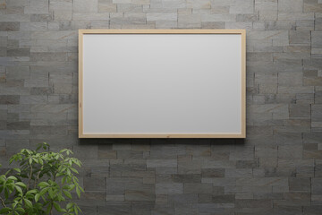 3D illustration of blank whiteboard on the brick wall