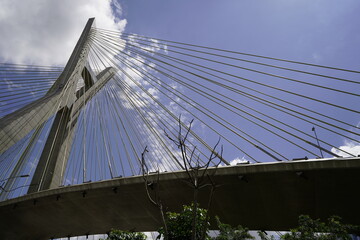 Obraz premium suspension bridge over blue sky