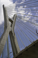 suspension bridge over blue sky