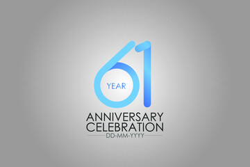 61 year Smart Modern look year anniversary celebration simple and elegant clean look for - vector