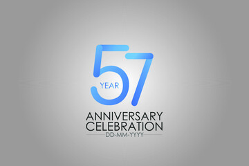 57 year Smart Modern look year anniversary celebration simple and elegant clean look for - vector
