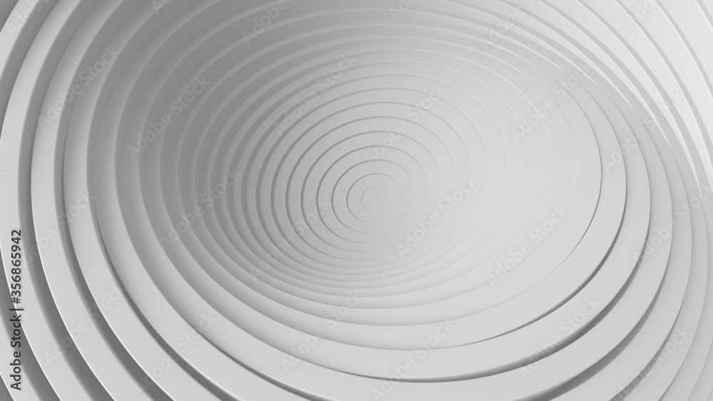 Poster 3d render of concentric circles shapes chaotically twisted. abstract bright background with tubes ge