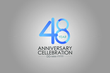 48 year Smart Modern look year anniversary celebration simple and elegant clean look for - vector