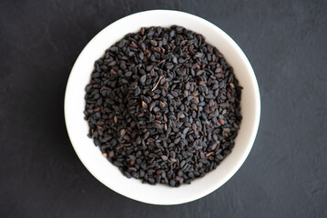 spices for cooking - black sesame seeds close-up