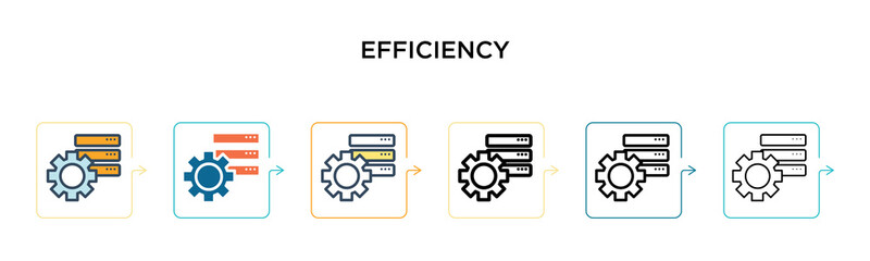 Efficiency vector icon in 6 different modern styles. Black, two colored efficiency icons designed in filled, outline, line and stroke style. Vector illustration can be used for web, mobile, ui