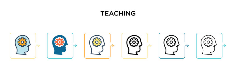 Teaching vector icon in 6 different modern styles. Black, two colored teaching icons designed in filled, outline, line and stroke style. Vector illustration can be used for web, mobile, ui