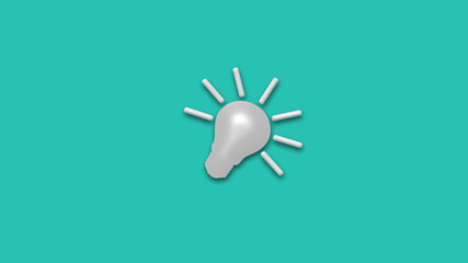 3d white bulb icon on cyan background,3d idea bulb
