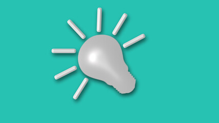 3d white bulb icon on cyan background,3d idea bulb