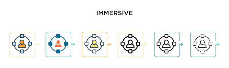 Immersive vector icon in 6 different modern styles. Black, two colored immersive icons designed in filled, outline, line and stroke style. Vector illustration can be used for web, mobile, ui