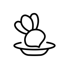 turnip on plate icon vector. turnip on plate sign. isolated contour symbol illustration