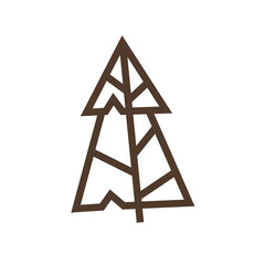 Linear vector icon of large forest tree